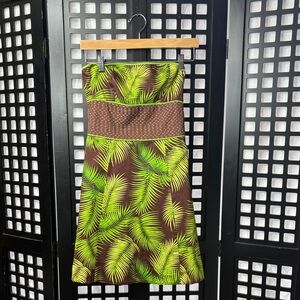 💚 Free People Tropical Leaf Print Strapless Tie Lined Dress NWT Women’s 8 💚